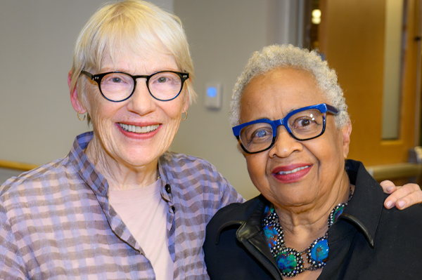 Sally Chalfant Wolf ’80 (left) and Professor Margaret Burnham